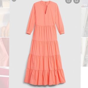 NWT Gap Split Neck Maxi Dress in Coral. Size L.